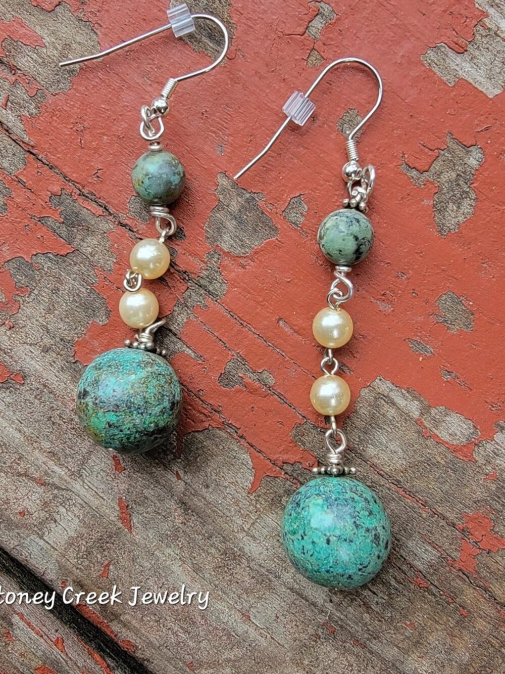 Turquoise & Pearl Boho Earrings